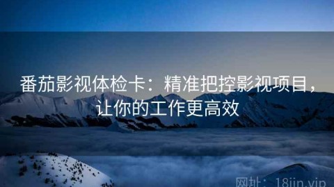 番茄影视体检卡：精准把控影视项目，让你的工作更高效