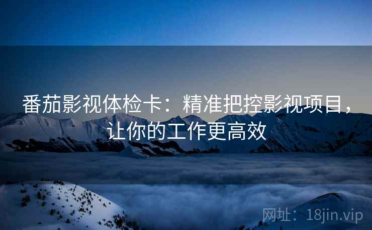 番茄影视体检卡:精准把控影视项目,让你的工作更高效 番茄影视体检卡:精准把控影视项目,让你的工作更高效